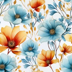 Seamless beautiful wild decorative spring flowers pattern background
