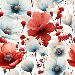 Seamless beautiful wild decorative spring flowers pattern background