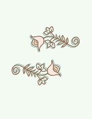 Pre-made background in pastel shades with a graphic element. Botanical folkloric element on a delicate plain background - digital illustration. Will be used in scrapbooking, creating cards, posters