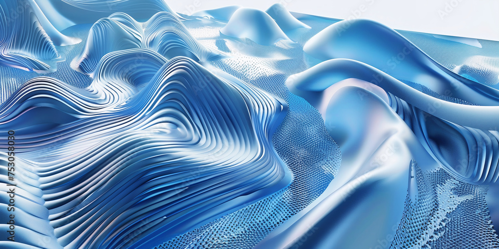 Poster modern abstract background with flowing waves. digital future technology concept 3d trendy illustrat