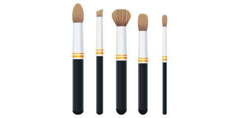 Set Of Realistic Makeup Brushes Vector Illustration.
