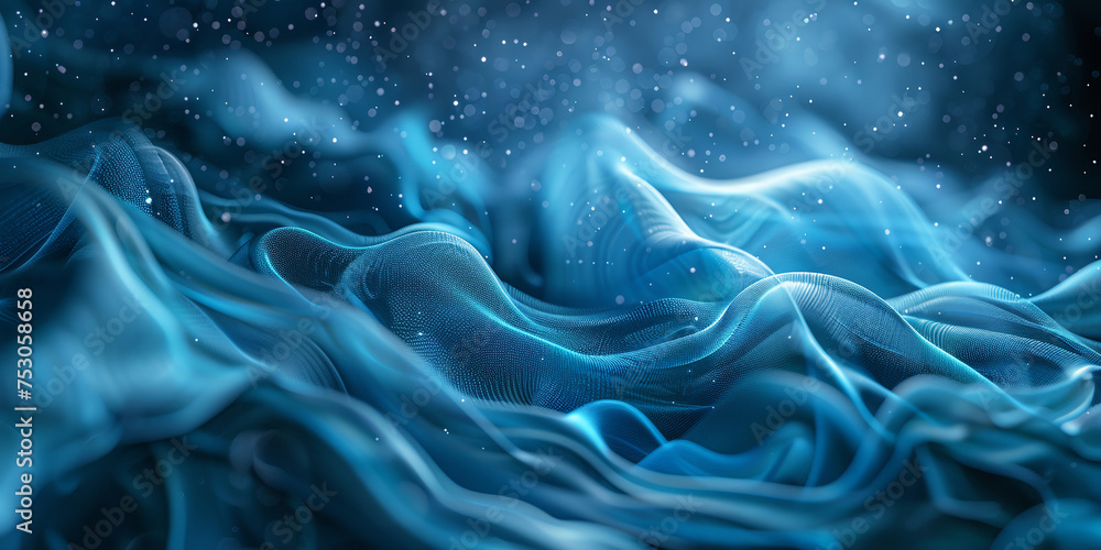 Poster abstract digital wave of particles. futuristic point wave. technology background vector. trendy liqu