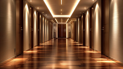 modern hallway with hardwood floors