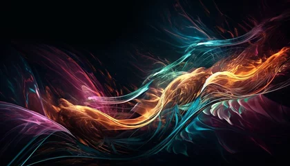 Foto op Plexiglas Futuristic abstract design, multi colored wave pattern flowing  © Sami