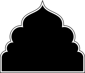 Islamic Dome Design Glyph with outline Black filled silhouettes Design pictogram symbol visual illustration