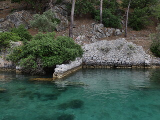 ancient roman bath in the sea historical building mediterranean coast turkey gocek fethiye