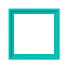 Teal picture frame. Minimalistic detailed photo realistic frame. Png clipart isolated on transparent background