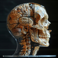 Medical illustration of a human head, AI generated