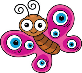 Hand drawn butterfly character illustration, vector