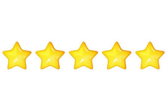 3D Five  Star Rating Vector 3d bubble rating five stars for best excellent services rating for satisfaction. 3d 5 star for quality customer rating feedback concept from client employee, product review