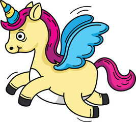 Hand drawn unicorn character illustration, vector