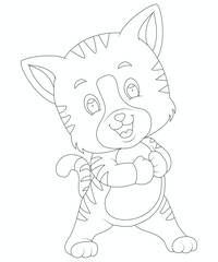 Cute cat coloring page for kids and adults .Cat coloring book page for children 