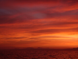 Naklejka na ściany i meble bodrum sunset scenery mediterranean sea aegean coast of turkey 