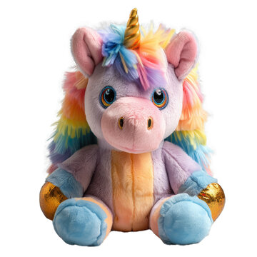 stuffed unicorn isolated on transparent background, element for design