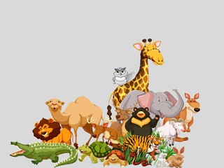 A set of animal ,giraffe and animals, animal zoo, 