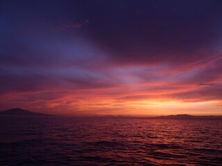 Fototapeta na wymiar bodrum sunset scenery mediterranean sea aegean coast of turkey 