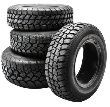 stack of car tires isolated on transparent background, element for design