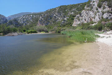 Fototapeta na wymiar The beautiful beach of Cala Luna in Orosei Gulf in Sardinia, Italy