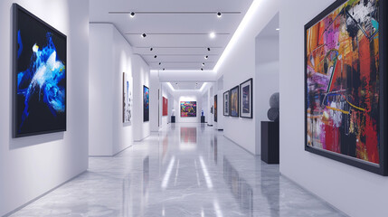 sleek hallway in a modern art gallery