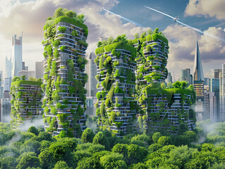 Obraz premium City dedicated to sustainable engineering and environmental responsibility. Urban development, implementing innovative green engineering projects 