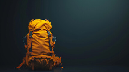 Hiking bag for mockup 3d render illustration with copy space. Modern design hiking backpack.