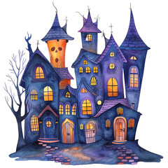 Haunted Castle Halloween Clipart Illustration