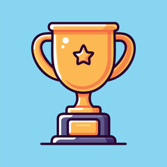 Gold trophy with star emboss template isolated cartoon vector illustration