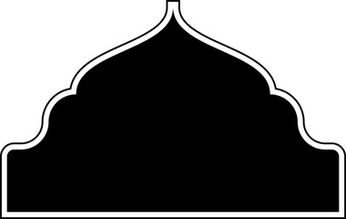 Islamic Dome Design Glyph with outline Black filled silhouettes Design pictogram symbol visual illustration