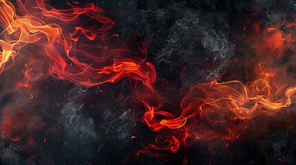 Fototapeta na wymiar Black and Red Smoky and Fire Sparks Background