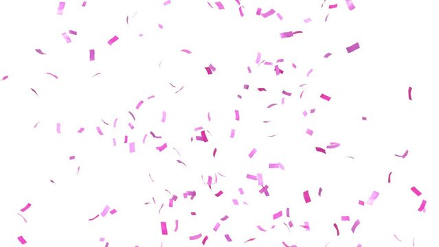 pink confetti explosion on white background for gender reveal - 3D rendering - 4k - 60 fps