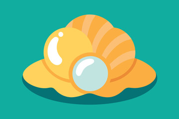 cartoon vector illustration of shell with pearl