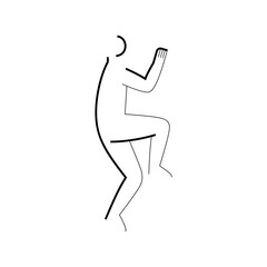 Icon of dancing man with raised hand and leg, side view