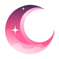 Pink Moon With Stars and Clouds Icon