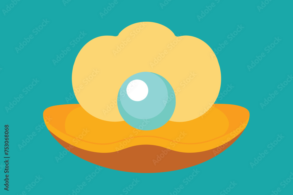 Wall mural cartoon vector illustration of shell with pearl