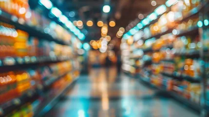 Fotobehang Muziekwinkel Blurred Bokeh Background Image of Modern Supermarket