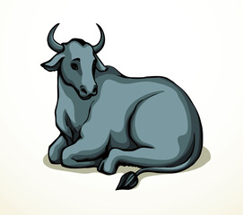 Vector drawing. Cute big cow