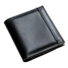 leather black mens wallet handmade on a transparent background