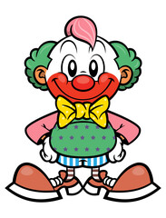 Funny Clown cartoon character standing. Best for mascot, logo, and sticker with circus themes for kids