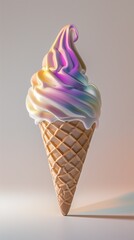 beautiful tasty ice cream in a con isolated against solid background