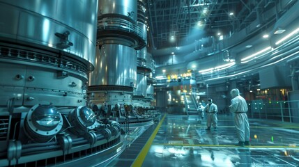 Fototapeta premium 3D visualization of atomic energy exploration focusing on safety measures and radiation containment in nuclear reactors