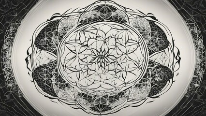 abstract background _A light dotwork geometry design with a flower of life and natural style.  