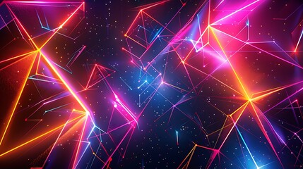 Advanced theoretical brilliant vector background with Sparkling electric splendid neon lines - obrazy, fototapety, plakaty