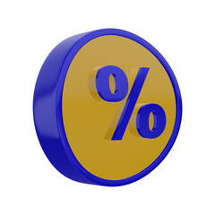 pack 2 blue and yellow discount icons, 3d rendered, trade stamp, promotion and offer.