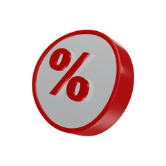 pack 1 red and white discount icon, 3d rendered, trade stamp, promotion and offer.