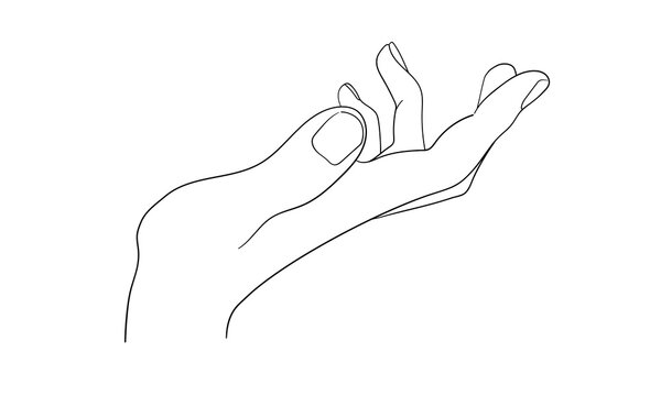 Hand in line art style. Continuous line art set isolated on white background. Outline, linear, thin line, doodle art. Minimalist Vector illustration