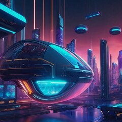 Futuristic Technological Wallpaper. Futuristic City background. Futuristic planet. AI Generative