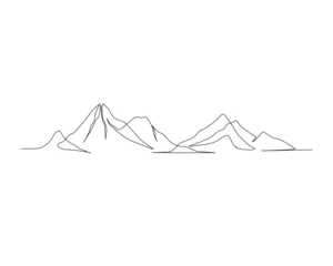 Fotobehang Continuous one line drawing of simple mountain landscape. Mountain outline vector design.   © madebyDSN
