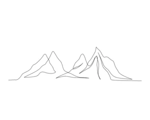 Rollo Continuous one line drawing of simple mountain landscape. Mountain outline vector design.   © madebyDSN