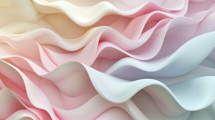 Subtle waves of pastel tones blending seamlessly, crafting an enchanting 3D abstract background with a touch of minimalist elegance.