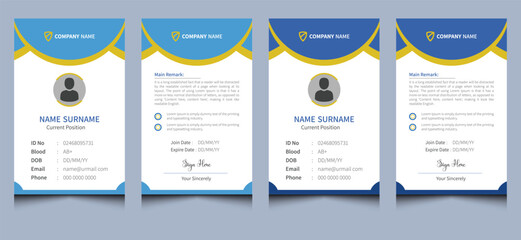 Simple unique clean modern minimal creative company corporate professional abstract employee business identification elegant access identity id card template design.